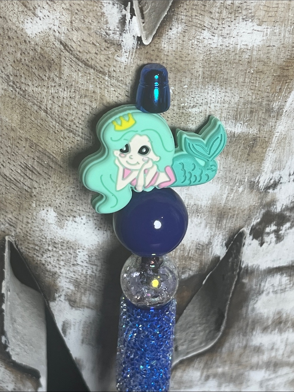 Pens By Alex - Green Mermaid on Blue Pen